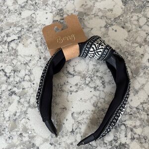 Black and White Knotted Hair Accessory with Sparkling Embellishment